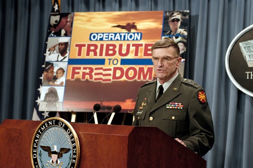 MG Anders Aadland announcing the start of OPERATION Tribute to Freedom in 2003.